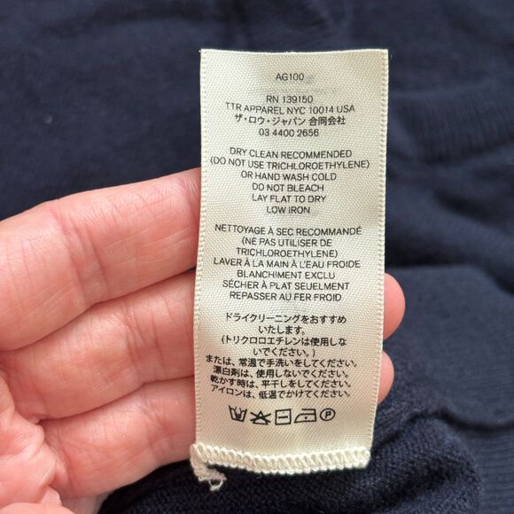 THE ROW Stockwell Cashmere Sweater Women's XS Navy Blue V-Neck Tailored Luxury - Picture 7 of 13